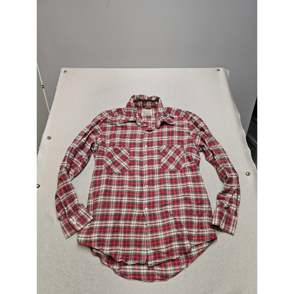 Vintage Golden Line Woven Flannel Shirt Mens Medium Red Plaid Cotton Romania